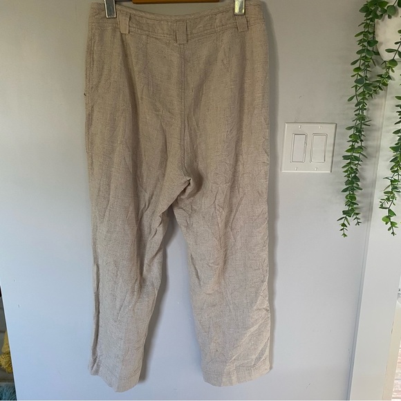 Free People Womens Sand Lyla Linen Wide Leg Trousers Pants Size 4 - Picture 4 of 9